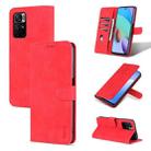 For Xiaomi Redmi Note 11 / Poco M4 Pro 5G AZNS Skin Feel Calf Texture Horizontal Flip Leather Phone Case with Card Slots & Holder & Wallet(Red) - 1