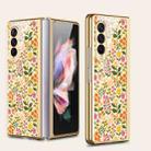For Samsung Galaxy Z Fold3 5G GKK Floral Pattern Electroplating Tempered Glass Phone Case(Flower 02) - 1