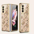 For Samsung Galaxy Z Fold3 5G GKK Floral Pattern Electroplating Tempered Glass Phone Case(Flower 05) - 1