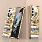 For Samsung Galaxy Z Fold3 5G GKK Marble Pattern Electroplating Tempered Glass Phone Case(Marble 05) - 1