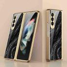 For Samsung Galaxy Z Fold3 5G GKK Marble Pattern Electroplating Tempered Glass Phone Case(Marble 08) - 1