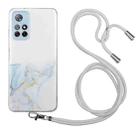For Xiaomi Redmi Note 11 Global Hollow Marble Pattern TPU Shockproof Phone Case with Neck Strap Rope(Grey) - 1
