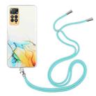 For Xiaomi Redmi Note 11 Global Hollow Marble Pattern TPU Shockproof Phone Case with Neck Strap Rope(Yellow) - 1