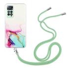 For Xiaomi Redmi Note 11 Global Hollow Marble Pattern TPU Shockproof Phone Case with Neck Strap Rope(Green) - 1