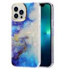 For iPhone 13 Electroplating Shell Texture Marble Phone Case(Blue White B6) - 1