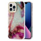 For iPhone 13 Pro Electroplating Shell Texture Marble Phone Case (Purple White B7) - 1