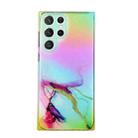 For Samsung Galaxy S22 Ultra 5G Laser Marble Pattern Clear TPU Protective Phone Case(Green) - 1