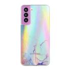 For Samsung Galaxy S22+ 5G Laser Marble Pattern Clear TPU Protective Phone Case(Pink) - 1