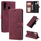 For Samsung Galaxy A21 Skin Feel Anti-theft Brush Horizontal Flip Leather Phone Case(Red) - 1