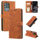 For Samsung Galaxy S20 Ultra Skin Feel Anti-theft Brush Horizontal Flip Leather Phone Case(Brown) - 1