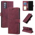 For Samsung Galaxy Note20 Skin Feel Anti-theft Brush Horizontal Flip Leather Phone Case(Red) - 1