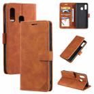 For Samsung Galaxy A40 Skin Feel Anti-theft Brush Horizontal Flip Leather Phone Case(Brown) - 1