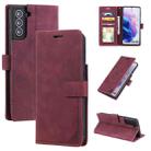 For Samsung Galaxy S21+ 5G Skin Feel Anti-theft Brush Horizontal Flip Leather Phone Case(Red) - 1