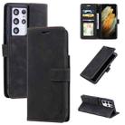 For Samsung Galaxy S21 Ultra 5G Skin Feel Anti-theft Brush Horizontal Flip Leather Phone Case(Black) - 1