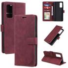 For Samsung Galaxy S20 FE Skin Feel Anti-theft Brush Horizontal Flip Leather Phone Case(Red) - 1