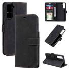 For Samsung Galaxy S21 5G Skin Feel Anti-theft Brush Horizontal Flip Leather Phone Case(Black) - 1