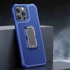 For iPhone 13 Pro Carbon Fiber Texture Phone Case with Holder (Blue+Black) - 1