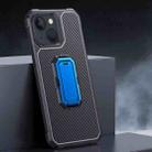 For iPhone 13 mini Carbon Fiber Texture Phone Case with Holder (Black+Blue) - 1