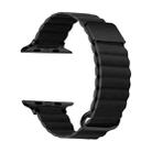 Magnetic Leather Strap Watch Band For Apple Watch Ultra 49mm / Series 8&7 45mm / SE 2&6&SE&5&4 44mm / 3&2&1 42mm(Black Buckle Black) - 1