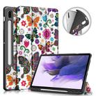 For Samsung Galaxy Tab S7 FE 12.4 inch Painted TPU Horizontal Flip Tablet Leather Case with 3-Fold Holder & Sleep / Wake-up Function(Butterflies) - 1