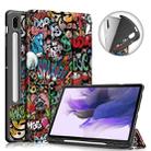For Samsung Galaxy Tab S7 FE 12.4 inch Painted TPU Horizontal Flip Tablet Leather Case with 3-Fold Holder & Sleep / Wake-up Function(Graffiti) - 1