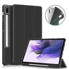 For Samsung Galaxy Tab S7 FE 12.4 Solid Color TPU Horizontal Flip Tablet Leather Case with 3-Fold Holder & Sleep / Wake-up Function(Black) - 1