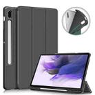 For Samsung Galaxy Tab S7 FE 12.4 Solid Color TPU Horizontal Flip Tablet Leather Case with 3-Fold Holder & Sleep / Wake-up Function(Grey) - 1