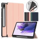 For Samsung Galaxy Tab S7 FE 12.4 Solid Color TPU Horizontal Flip Tablet Leather Case with 3-Fold Holder & Sleep / Wake-up Function(Grey) - 8