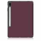 For Samsung Galaxy Tab S7 FE 12.4 Solid Color TPU Horizontal Flip Tablet Leather Case with 3-Fold Holder & Sleep / Wake-up Function(Wine Red) - 3