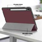 For Samsung Galaxy Tab S7 FE 12.4 Solid Color TPU Horizontal Flip Tablet Leather Case with 3-Fold Holder & Sleep / Wake-up Function(Wine Red) - 7