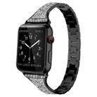 Diamond Encrusted Leather Strap Watch Band For Apple Watch Ultra 49mm / Series 8&7 45mm / SE 2&6&SE&5&4 44mm / 3&2&1 42mm(Black) - 1