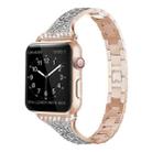 Diamond Encrusted Leather Strap Watch Band For Apple Watch Ultra 49mm / Series 8&7 45mm / SE 2&6&SE&5&4 44mm / 3&2&1 42mm(Rose Gold) - 1