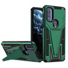 For Motorola Moto G Pure Super V Armor PC + TPU Shockproof Phone Case with Invisible Holder(Dark Green) - 1