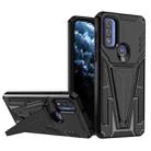 For Motorola Moto G Pure Super V Armor PC + TPU Shockproof Phone Case with Invisible Holder(Black) - 1