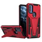 For Motorola Moto G Pure Super V Armor PC + TPU Shockproof Phone Case with Invisible Holder(Red) - 1