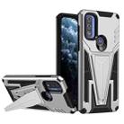 For Motorola Moto G Pure Super V Armor PC + TPU Shockproof Phone Case with Invisible Holder(Silver) - 1