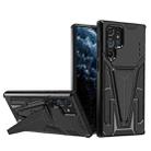 For Samsung Galaxy S22 Ultra 5G Super V Armor PC + TPU Shockproof Phone Case with Invisible Holder(Black) - 1