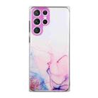 For Samsung Galaxy S22 Ultra 5G Hollow Marble Pattern TPU Precise Hole Phone Protective Case(Pink) - 1