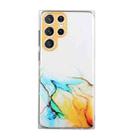 For Samsung Galaxy S22 Ultra 5G Hollow Marble Pattern TPU Precise Hole Phone Protective Case(Yellow) - 1
