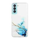 For Samsung Galaxy S22+ 5G Hollow Marble Pattern TPU Precise Hole Phone Protective Case(Blue) - 1