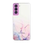 For Samsung Galaxy S22 5G Hollow Marble Pattern TPU Precise Hole Phone Protective Case(Pink) - 1