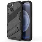 For iPhone 13 mini Punk Armor 2 in 1 PC + TPU Phone Case with Invisible Holder (Black) - 1