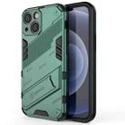 For iPhone 13 mini Punk Armor 2 in 1 PC + TPU Phone Case with Invisible Holder (Green) - 1