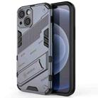 For iPhone 13 mini Punk Armor 2 in 1 PC + TPU Phone Case with Invisible Holder (Grey) - 1