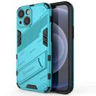 For iPhone 13 mini Punk Armor 2 in 1 PC + TPU Phone Case with Invisible Holder (Blue) - 1