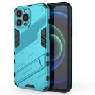 For iPhone 13 Pro Max Punk Armor 2 in 1 PC + TPU Phone Case with Invisible Holder (Blue) - 1