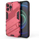 For iPhone 13 Pro Max Punk Armor 2 in 1 PC + TPU Phone Case with Invisible Holder (Light Red) - 1