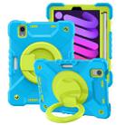 For iPad mini 6 Silicone + PC Tablet Case with Strap & Holder & Pen Slot(Blue + Green) - 1