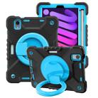 For iPad mini 6 Silicone + PC Tablet Case with Strap & Holder & Pen Slot(Black + Blue) - 1