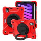 For iPad mini 6 Silicone + PC Tablet Case with Strap & Holder & Pen Slot(Red + Black) - 1